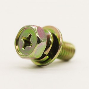 korsförsänkt sexkantsbult med fördjupning och fjäderbricka